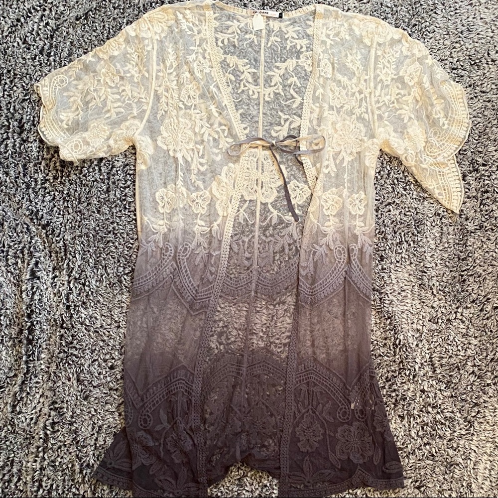 Flare Sleeve Lace Ombré Kimono